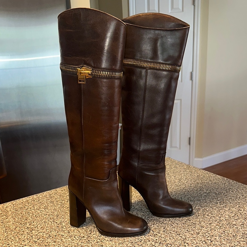 Tom Ford Brown Leather Knee-High Boots